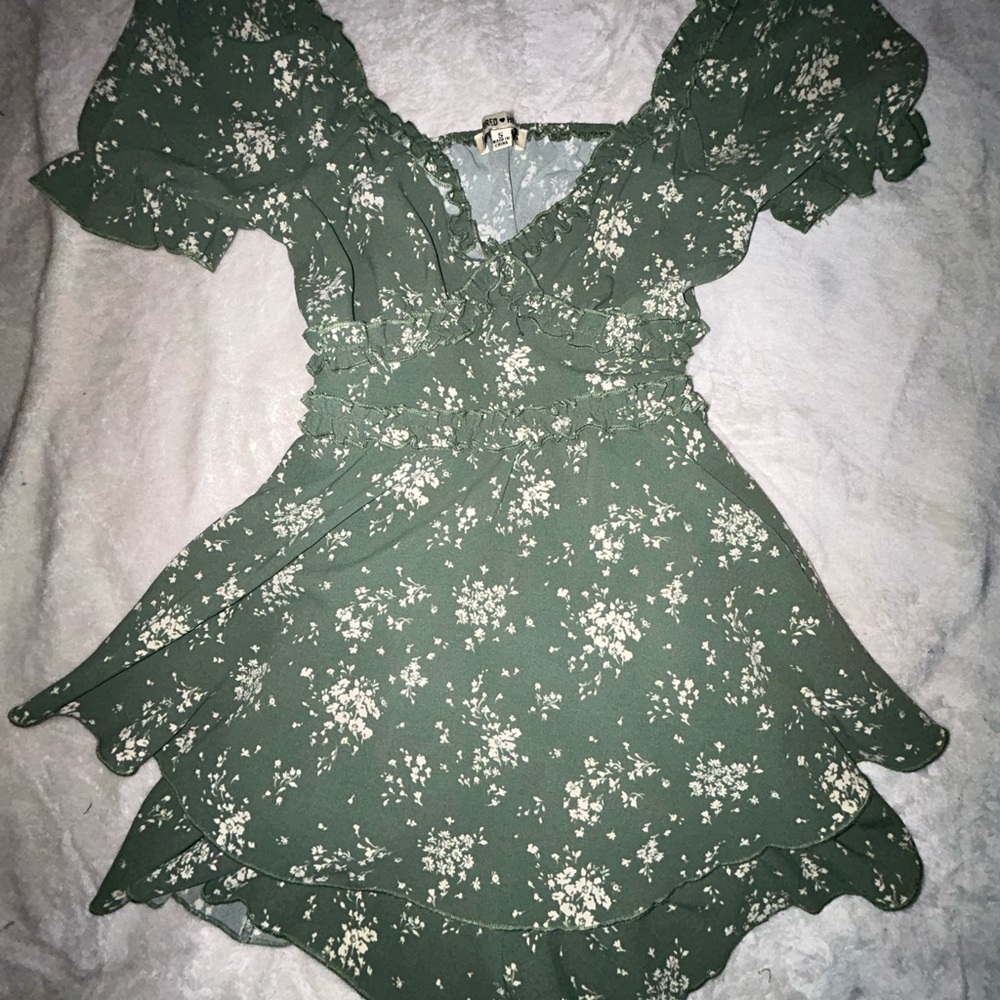 Inspired Hearts Green Floral Mini Dress